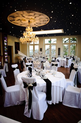 The Orangery was decorated in a black and white theme