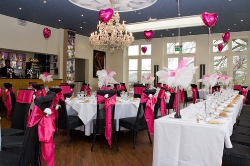 The cerise pink theme looked splendid in The Orangery