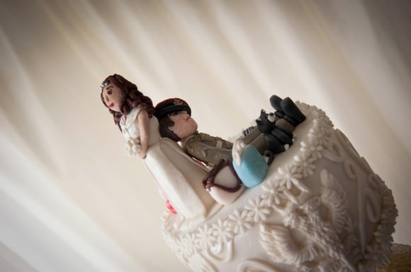 Beth and Jordan Wedding cake bride and groom cake toppers