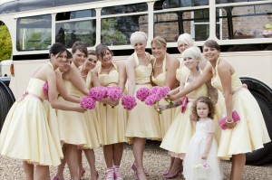 Our beautiful bridesmaids 10 bridesmaids outside shottle hall